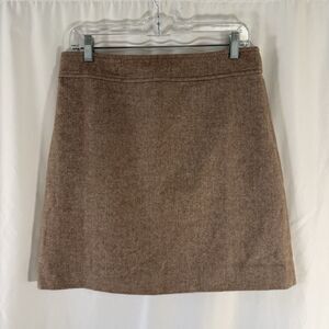 J. Crew Pencil Skirt Women's 8 Tan Brown Wool Blend Herringbone Short